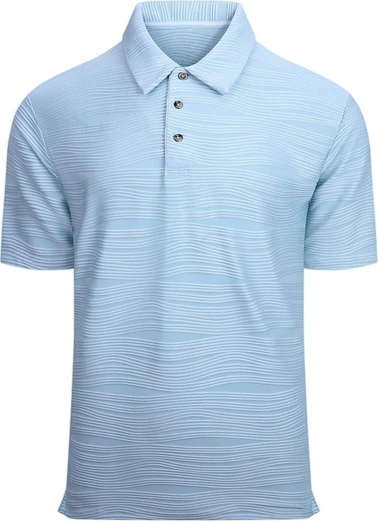 Esabel.C Golf Shirts for Men Dry Fit Performance Short Sleeve Print Moisture Wicking Collared Shirt