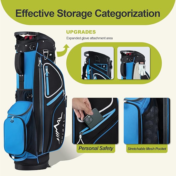 14 Way Golf Stand Bag, Golf Bags for Men with Stand, Top Dividers Ergonomic with 10 Pockets