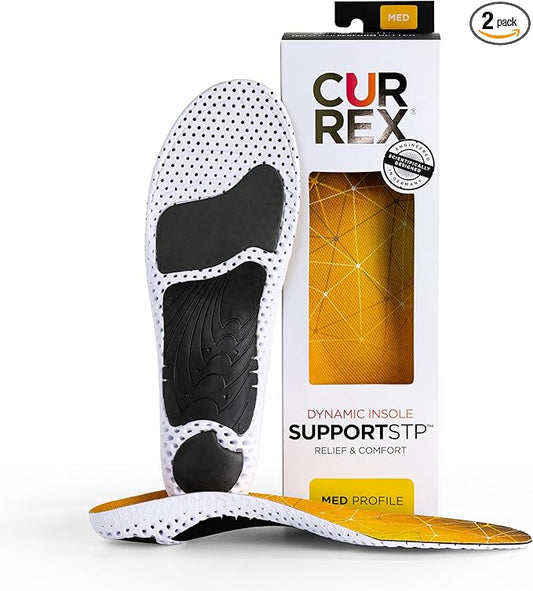 CURREX SupportSTP – Arch Support Insole w/Superior Cushioning & Airflow, Heavy Duty Shell for Less Fatigue – Comfort, Athletic, Casual and Work Shoe Inserts, Men & Women – Medium Arch, Small