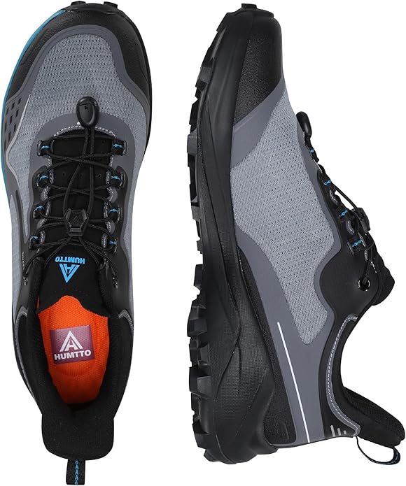 HUMTTO Men's Quick Laces Hiking Sneaker Lightweight Breathable Walking Outdoors Trail Running Shoes