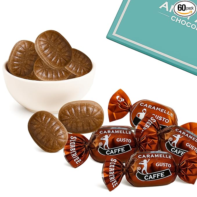 Andy Anand Chocolatier Sugar Free Espresso Coffee Hard Candy - Made in Europe Gluten Free & Diabetic Friendly Coffee Candy, With Real Unique Flavor Hard Candy Individually Wrapped (60 Pcs, 7 Oz)