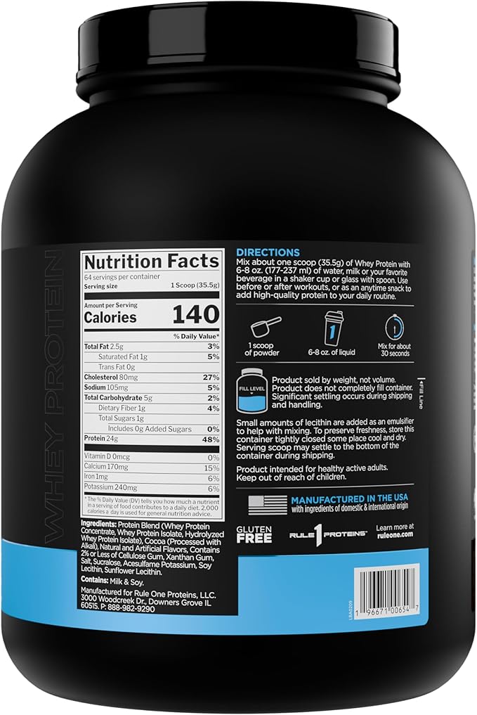 Rule 1 Whey Protein – 24g Fast-Acting Protein from All-Whey Sources with Naturally Occurring EAAs & BCAAs for Workout Recovery or Anytime Use (5 Pounds*, Chocolate Peanut Butter)