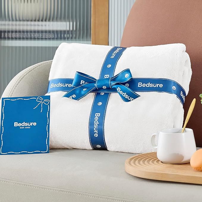 Bedsure Fleece Blankets Queen Size White - Bed Blanket Soft Lightweight Plush Fuzzy Cozy Luxury Microfiber, 90x90 inches