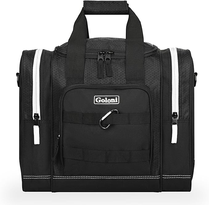 Goloni Bowling Ball Bag for Singer Ball with Padded Ball Holder, 2 Pockets fit Bowling Shoes Up to Mens Size 14 and Accessories