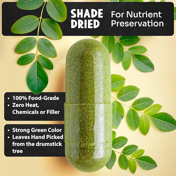 Maju Superfoods Organic Moringa Capsules, Oleifera Leaf, Extra-Fine Quality Moringa Leaves, Dried Drumstick Tree Leaves, Organic Moringa Powder Extract Supplement Capsules from Plant (90 ct)