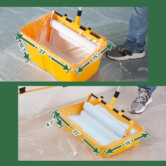 VOOMEY 13PC 18 Inch Paint Roller Kit,18"Paint Bucket and Paint Tray,Large Paint Roller Frame with 3.3 ft Extension Pole,Paint Tray Liner (Pack of 3),Ideal for Painting Large Areas