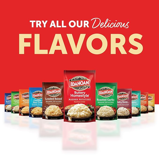 Idahoan Mashed Potatoes, Buttery Homestyle, 4 oz (Pack of 4)