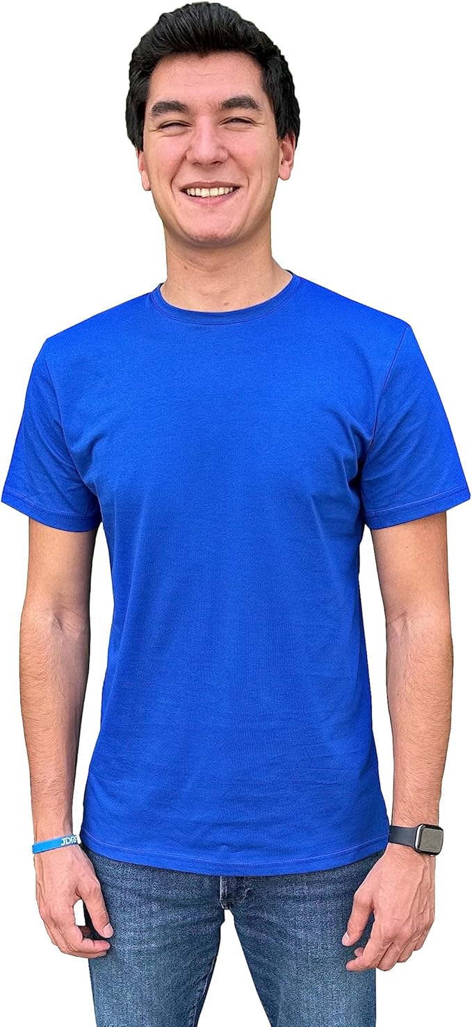 Men's Short Sleeve Crewneck T-Shirt 100% Cotton - Classic Colors - Breathable Mesh Fabric - Ideal for Sports & Everyday Wear