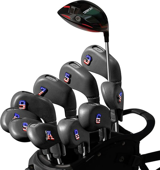 10pcs EVA Golf Club Covers – 7 Iron & 3 Wedge Covers with Numbers – Washable, Wear-Resistant Protection – Easy On & Off for Golf Irons & Wedges