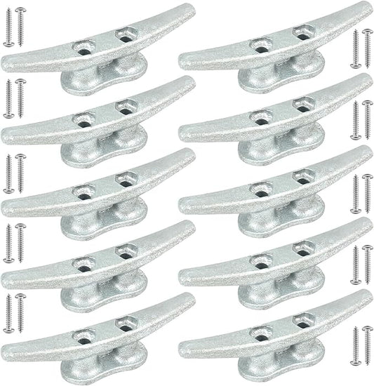 Boat Cleats 4Inch,Hot Dip Galvanized Cast Iron Dock Cleats,Electrophoretic Coated Black Dock Cleats,Rope Cleats Boat Dock Cleats for Marine Deck or Nautical Decor,Hardware Included (4/5/6/10/12Pack)