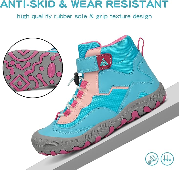 Mishansha Kids Water Resistant Hiking Boots, Boys Girls Anti Collision Anti-Skid Athletic Outdoor Adventure Trekking Shoes