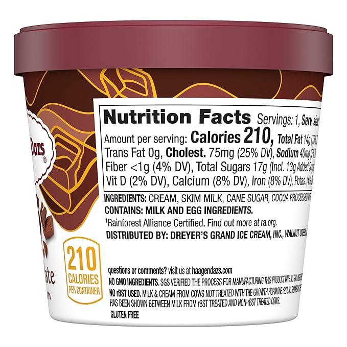 Haggen-Dazs, Chocolate Ice Cream Cup, 3.6 oz (Frozen)