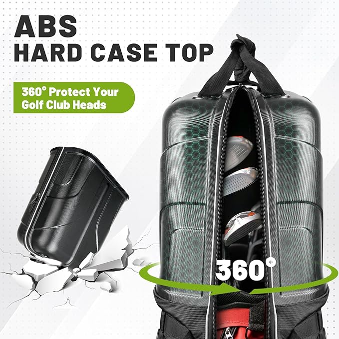 Hard Case Golf Travel Bags for Airlines with Oversize Tank Wheels, 2100D Oxford Fabric Soft Golf Club Carry Bags, Hard Cse Top Protect Club Travel Cover, Foldable for Easy to Maneuver