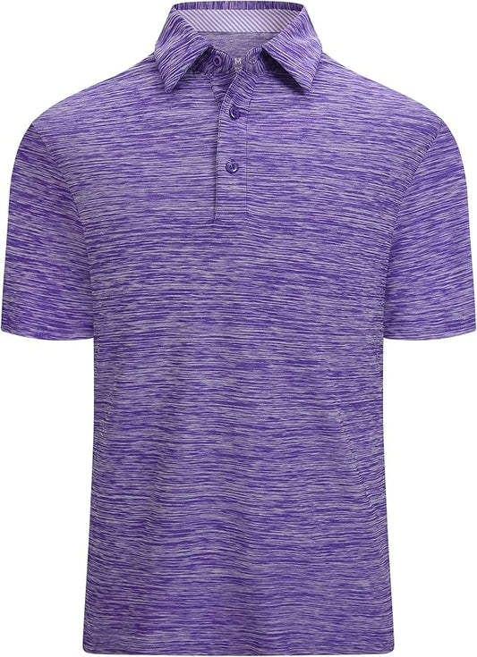 Damipow Premium Golf Shirts for Men Dry Fit Performance Polo Short Sleeve Collared Shirt