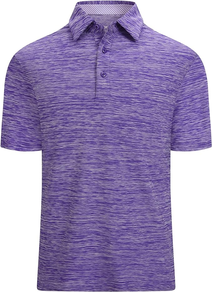 Damipow Premium Golf Shirts for Men Dry Fit Performance Polo Short Sleeve Collared Shirt