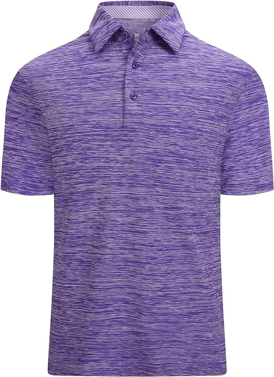 Damipow Premium Golf Shirts for Men Dry Fit Performance Polo Short Sleeve Collared Shirt