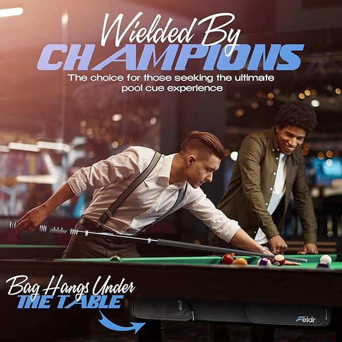 Obsidian Carbon Fiber Pool Cue Stick 57" Billiard Cue Sticks Professional Low Deflection Pool Sticks with 12.5mm Tip, Microfiber Cloth, Gloves, Pool Cue Case & Pool Cue Chalk for Adults