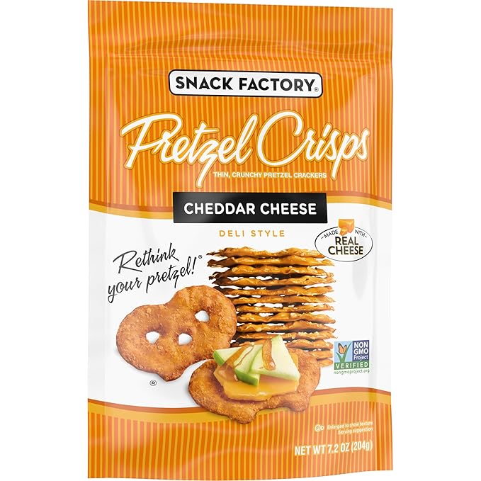 Snack Factory Pretzel Crisps, Cheddar Cheese, 7.2 Oz
