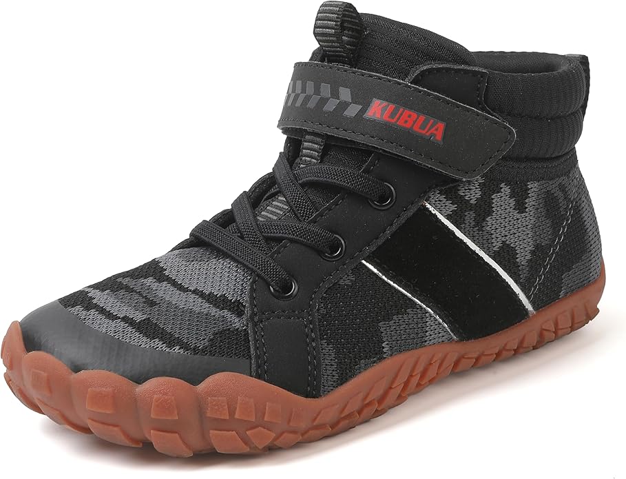 KUBUA Kids High Top Barefoot Shoes Boys Girls Minimalist Sneakers Lightweight Comfort Zero Drop Shoes Toddler Little Big Kid
