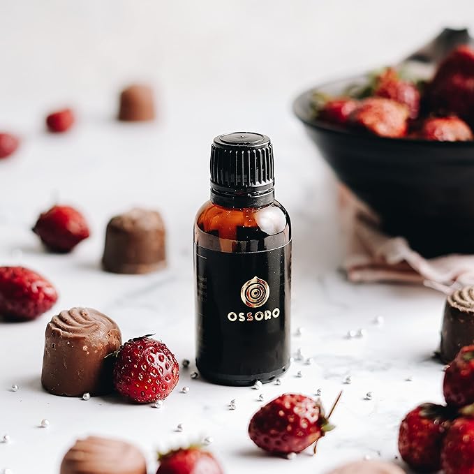 Ossoro Food Flavour Spanish Strawberry Essence 100% Vegetarian Essence 1 Fl Oz with No Sugar Added Non-GMO and Gluten-Free Used to Make Cakes, Snacks, Ice creams, Candies, Baking