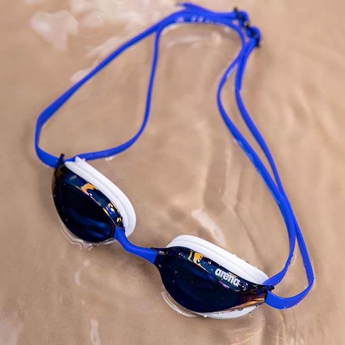 ARENA Unisex Python Racing Swim Goggles for Men and Women Anti-Fog No Leak Max Comfort Dual Strap, Mirror/Non-Mirror Lens