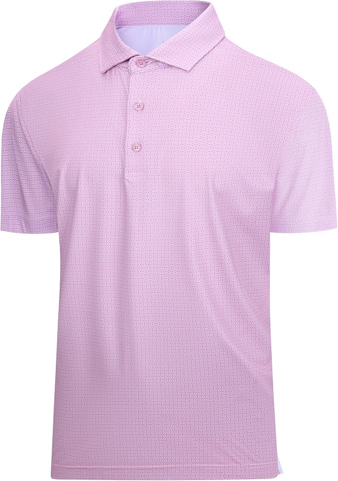 SAMERM Mens Golf Shirts Short Sleeve Dry Fit Performance Moisture Wicking Print Sport Polo Shirts for Men Casual