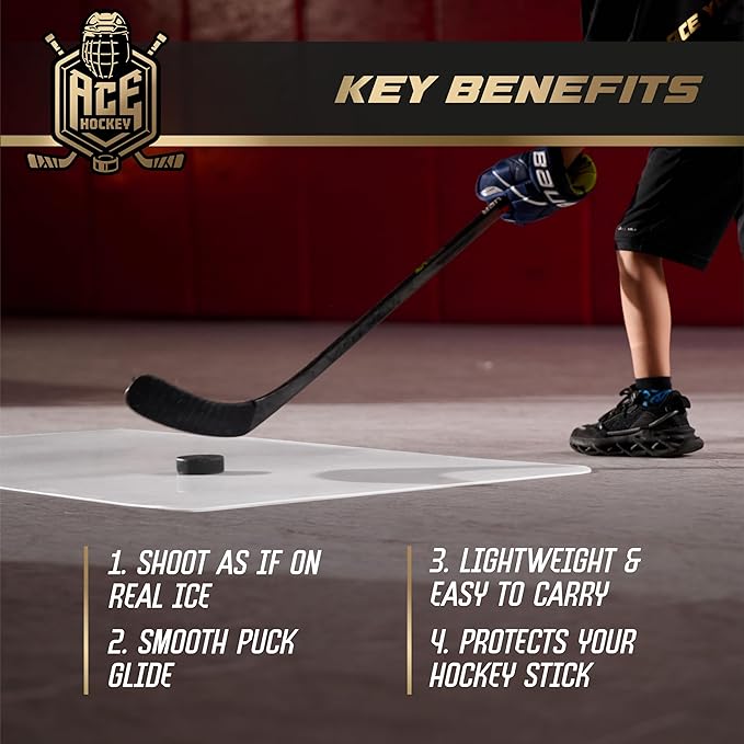 Shooting Pad 24” x 48” - Shoot Like on Real Ice - Practice Shooting, Stickhandling, Passing Skills on 8 sqft - Convenient Off-Ice Training - Easy to Carry - Synthetic Ice Mat