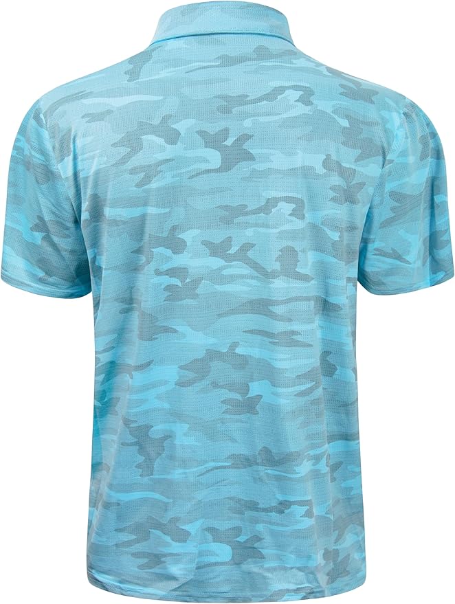 TAPULCO Mens Quick Dry Polo Shirts Camouflage Pattern Performance Athletic Lightweight Breathable Casual Golf Tshirts
