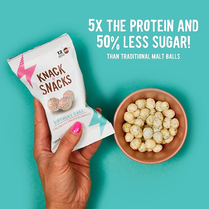 Knack Snacks | Crunchy Protein Balls - Variety Pack (9x 1.2oz Bags) | Lunchbox Ready, High Protein, Naturally Gluten Free, Lower Sugar, Great Snack for School, Work, Travel, Parties, Gaming, Anytime