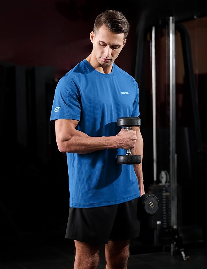 EZRUN Men's Lightweight Short Sleeve T-Shirt Quick Dry Workout Running Athletic Swim Shirts Fishing Rash Guard