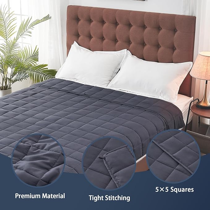 yescool Weighted Blanket for Adults (30 lbs, 88” x 104”, Grey) Cooling Heavy Blanket for Sleeping Perfect for 290-310 lbs, King Size Breathable Blanket with Premium Glass Bead