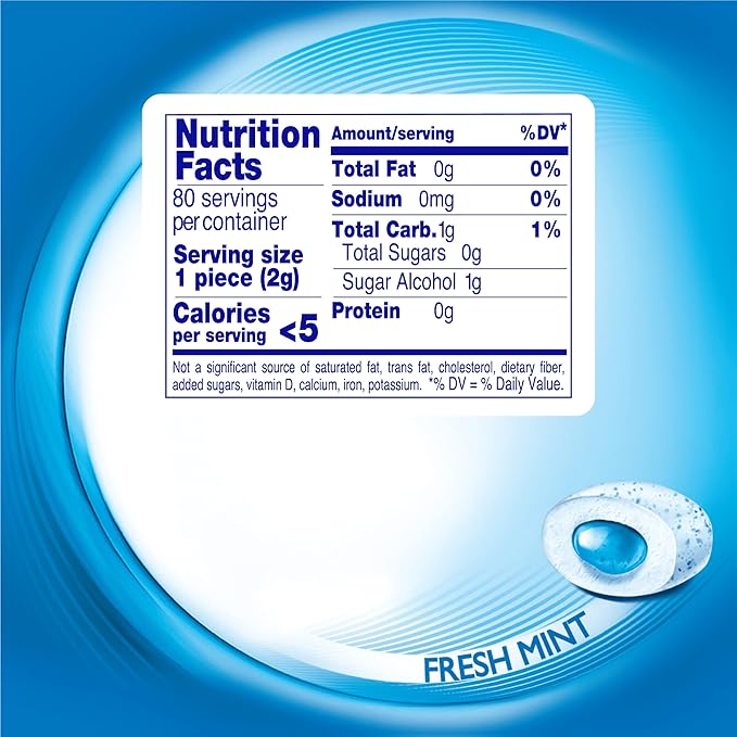 Mentos Pure Fresh Sugar-Free Chewing Gum with Xylitol, Fresh Mint, in a recyclable 90% Paperboard Bottle, 80 Piece (Pack of 4)
