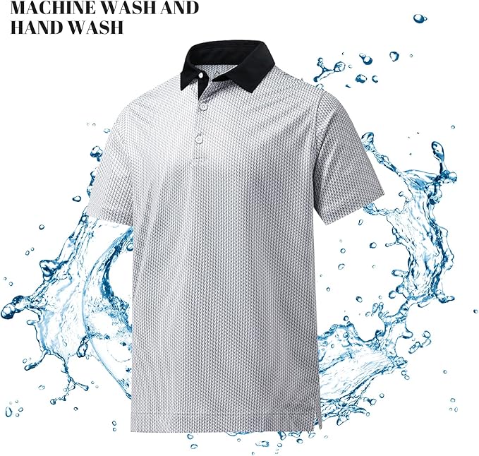 DEOLAX Mens Polo Shirts Fashion Print Mens Golf Shirt Dry Fit Mens Golf Polo Short Sleeve Quick Dry Funny Golf Shirt for Men