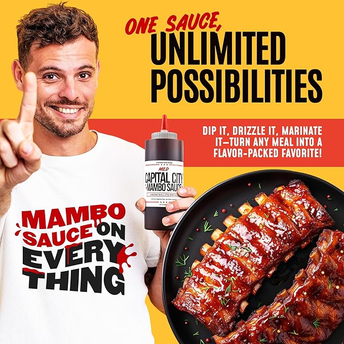 Capital City Mambo Sauce Sweet Hot & Mild Variety Pack, Washington DC Wing Sauces, Perfect Condiment for Wings Chicken Pork Beef Seafood Burgers Rice or Noodles, 12oz (2 Pack)