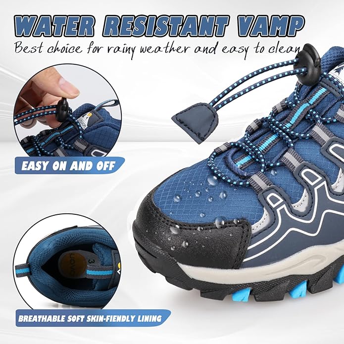 UOVO Boys Girls Kids Sneakers Hiking Running Outdoor Walking Tennis Shoes Waterproof Non Slip Fashion Sneakers(Little/Big Kids