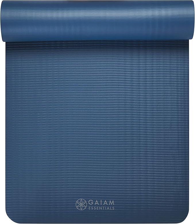 Gaiam Essentials Thick Yoga Mat Fitness & Exercise Mat with Easy-Cinch Yoga Mat Carrier Strap, 72"L x 24"W x 2/5 Inch Thick