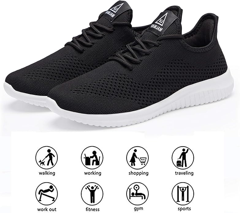 VAMJAM Men's Running Shoes Ultra Lightweight Breathable Walking Shoes Non Slip Athletic Fashion Sneakers Mesh Workout Casual Sports Shoes