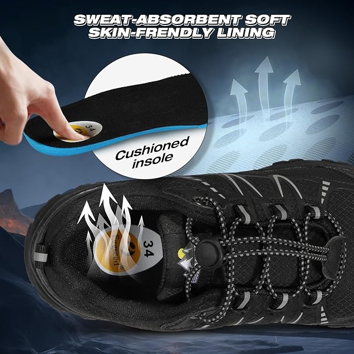 UOVO Boys Girls Hiking Shoes Kids Waterproof Running Trail Fashion Sneakers Breathable Lightweight Non-Slip Outdoor Walking Sports Shoe(Little/Big Kids)