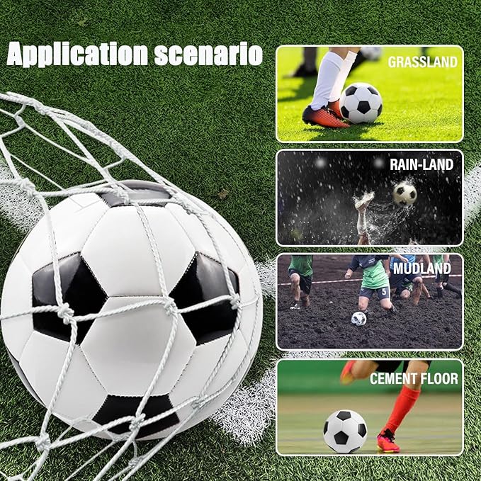 6 Pack Classic Soccer Balls Size 5 With Pump and Net Bag - Training and Practice for Kids and Adults, Indoor and Outdoor Competition