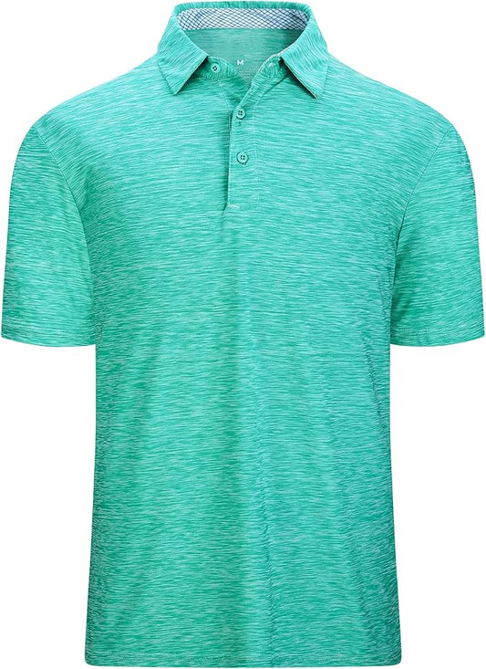 Damipow Premium Golf Shirts for Men Dry Fit Performance Polo Short Sleeve Collared Shirt