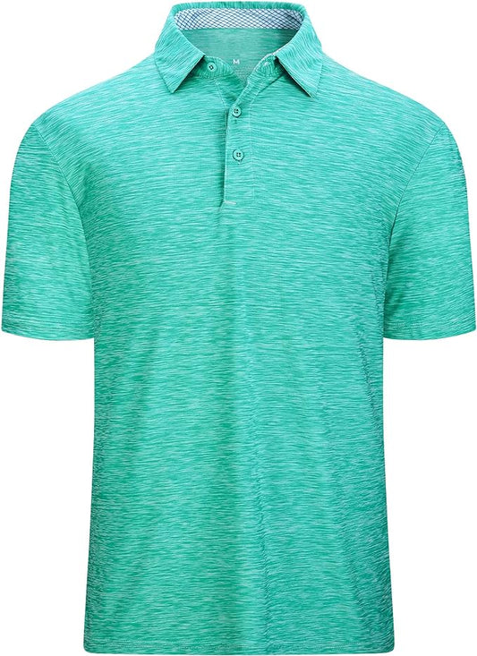 Damipow Premium Golf Shirts for Men Dry Fit Performance Polo Short Sleeve Collared Shirt