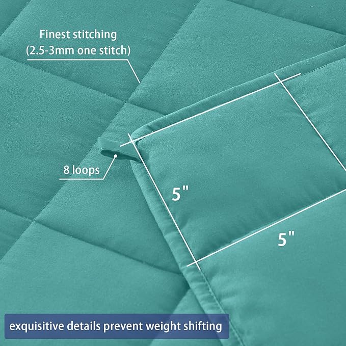yescool Weighted Blanket for Adults (30 lbs, 88” x 104”, Teal) Cooling Heavy Blanket for Sleeping Perfect for 290-310 lbs, King Size Breathable Blanket with Premium Glass Bead