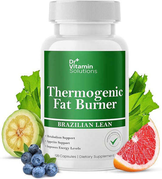 DR VITAMIN SOLUTIONS Thermogenic Fat Burner Brazilian Lean, Weight Loss Vitamins, Waist Trimmer & Supplements for Bloating (1 Bottle, 120 Capsules)