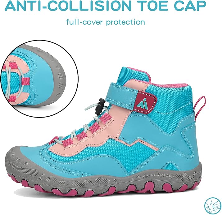 Mishansha Kids Water Resistant Hiking Boots, Boys Girls Anti Collision Anti-Skid Athletic Outdoor Adventure Trekking Shoes