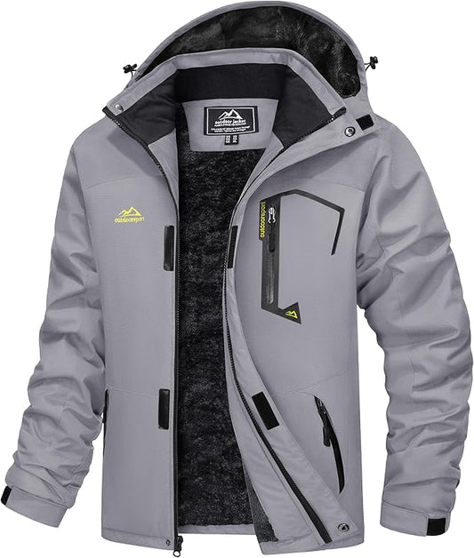 MAGCOMSEN Men's Winter Coats Water Resistant Ski Snow Jacket Warm Fleece Jacket Parka Raincoats With Multi-Pockets