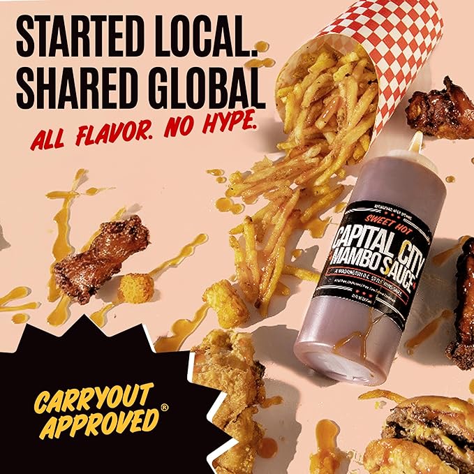 Capital City Mambo Sauce Sweet Hot, Washington DC Wing Sauces, Perfect Condiment for Wings Chicken Pork Beef Seafood Burgers Rice or Noodles, 128oz (1 Gallon)