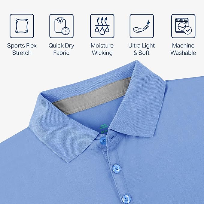 Mio Marino Golf Polo Shirts for Men - Dry Fit - Ultra-Thin Breathable Fabric