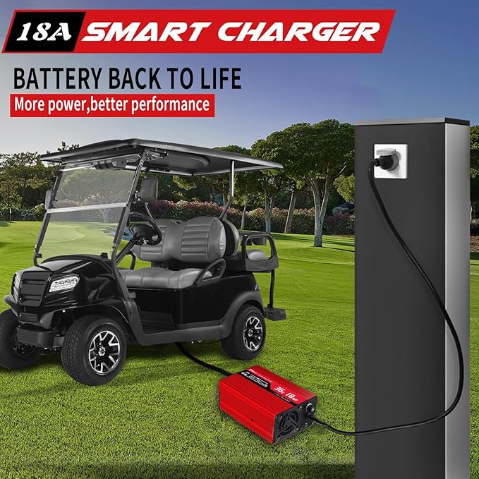 36V Golf Cart Battery Charger for Club Car Precedent & DS Golf Carts -18AMP, Upgrade Trickle Charger Tech, 4-6 hrs Fast Charge! 16FT Cord, Aluminum Alloy Sturdy Shell