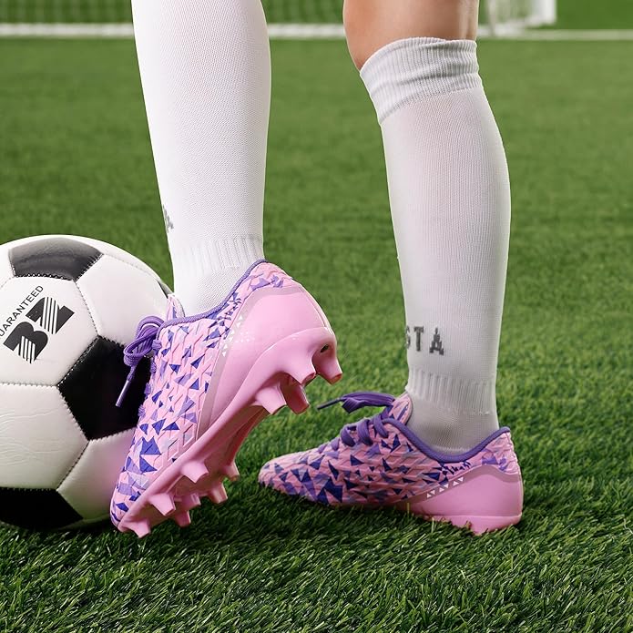 DREAM PAIRS Boys Girls Soccer Cleats Youth Firm Groud Athletic Outdoor Trainning Football Shoes for Little/Big Kid
