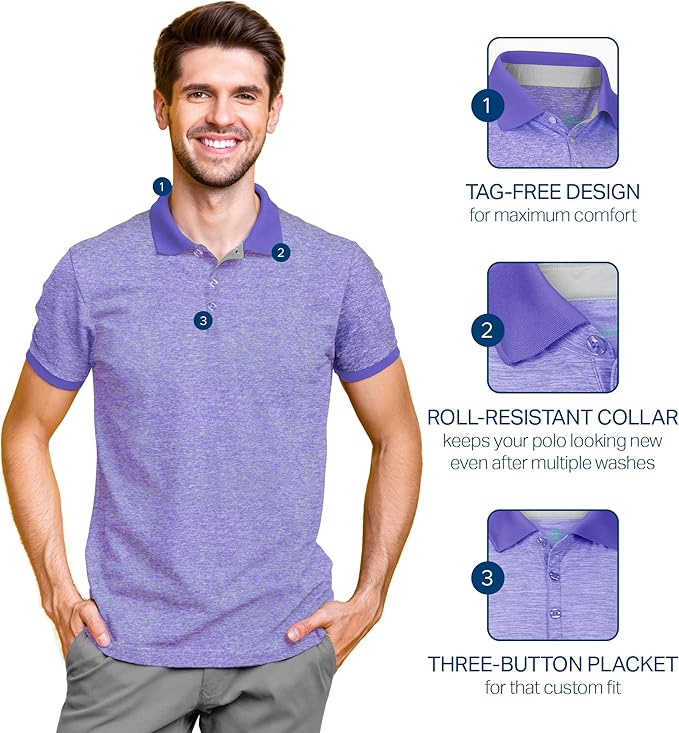 Mio Marino Golf Polo Shirts for Men - Dry Fit - Ultra-Thin Breathable Fabric